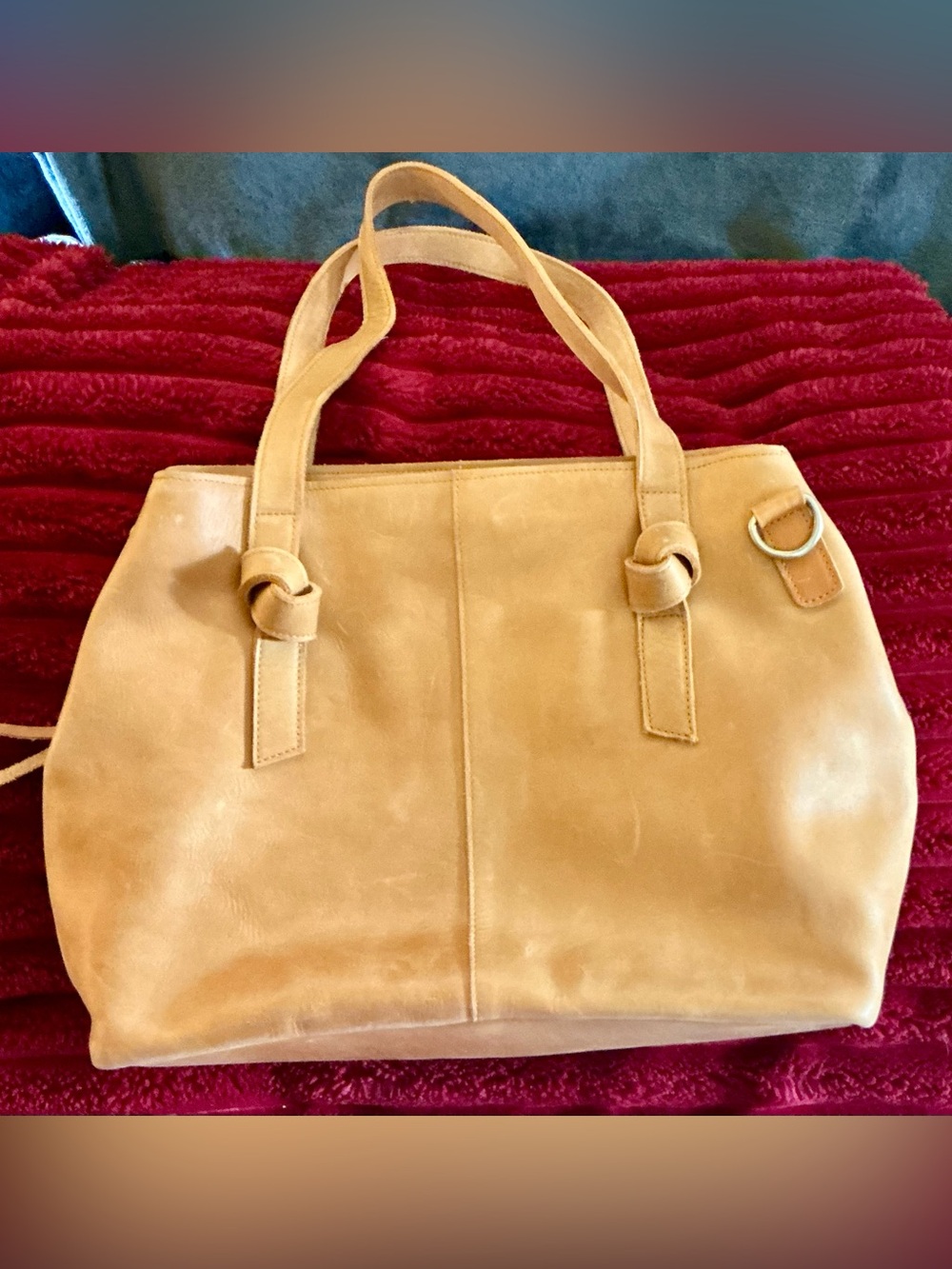 Able Tan Leather Shoulder Tote with Knot Strap Detail